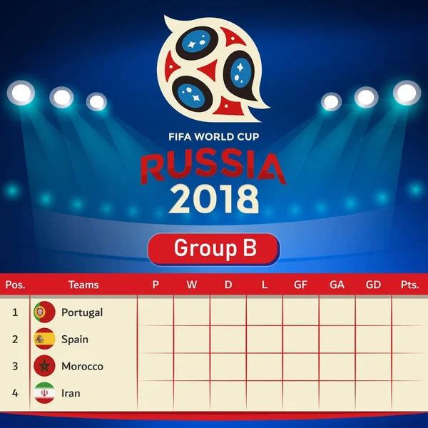 B grubu eleme tablo Rusya 2018 Dünya Kupası vektör