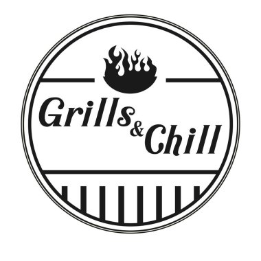 Izgara ve sakin logosu beyaz arka plan