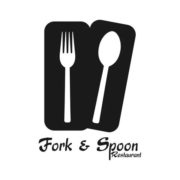 Πιρούνι & κουτάλι εστιατόριο λογότυπο λευκό φόντο — Διανυσματικό Αρχείο