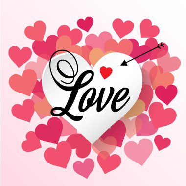 Aşk beyaz kalp ok mani ile pembe kalp blackground vektör görüntü