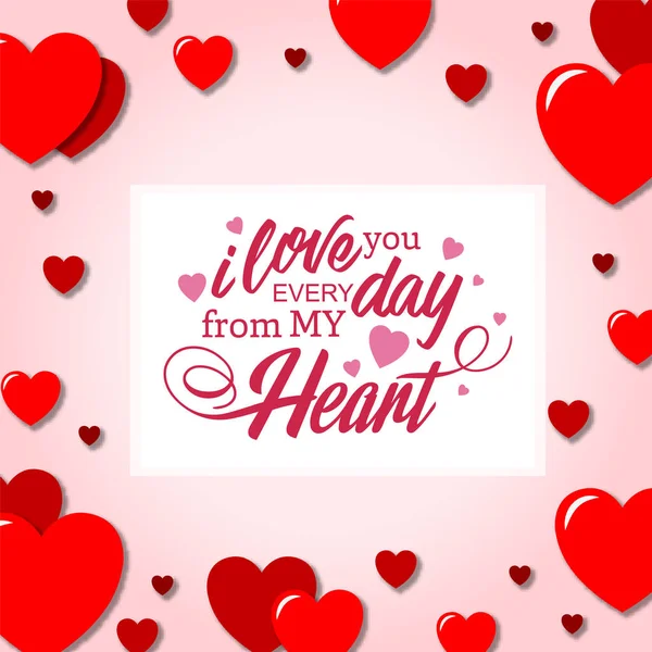 Люблю Тебе Кожного Дня Мого Серця Червоне Серце Рожевий Фон — стоковий вектор