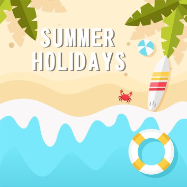 Yaz plaj yatay arka plan vektör resmi tatilleri