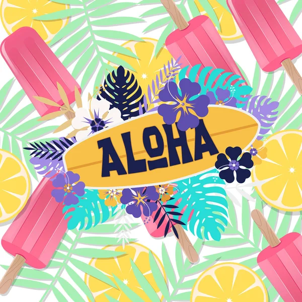 Aloha Ice Cream Selva Lemon Fundo Vector Imagem — Vetor de Stock