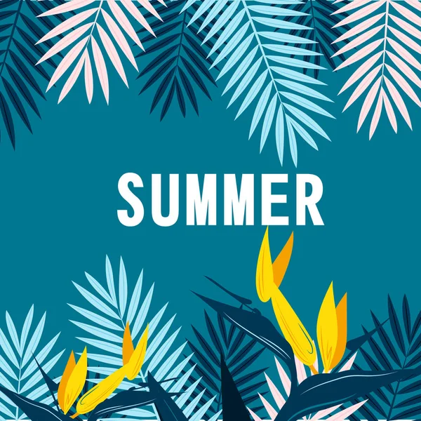 夏ジャングル青背景ベクトル画像 — ストックベクタ
