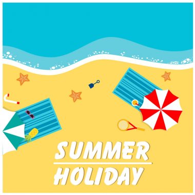 Yaz tatil Holizon plaj şemsiyesi ve sandalye arka plan vektör görüntü