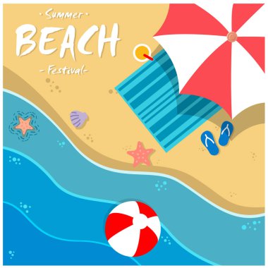 Yaz plaj Festivali plaj şemsiye sandalye arka plan vektör görüntü
