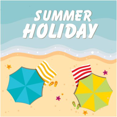 Yaz tatil plaj şemsiyesi ve sandalye arka plan vektör görüntü