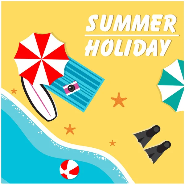 Sommer Urlaub Sonnenschirm Stuhl Schräg Strand Hintergrund Vektor Bild — Stockvektor