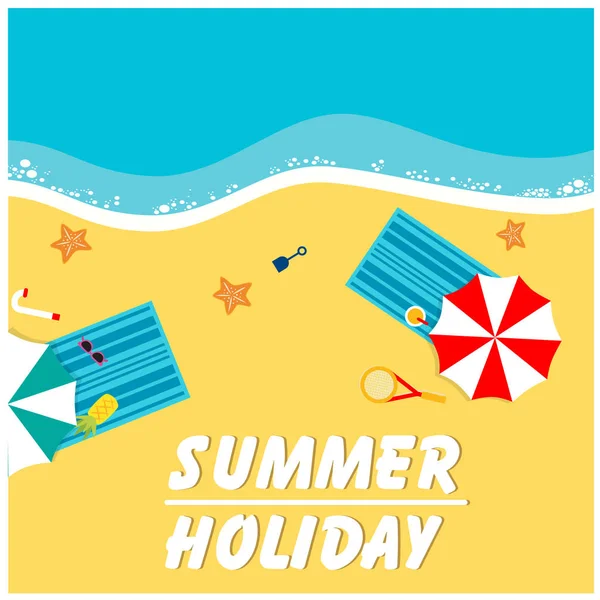 Summer Holiday Holizon Beach Paraply Och Stol Bakgrund Vector Image — Stock vektor