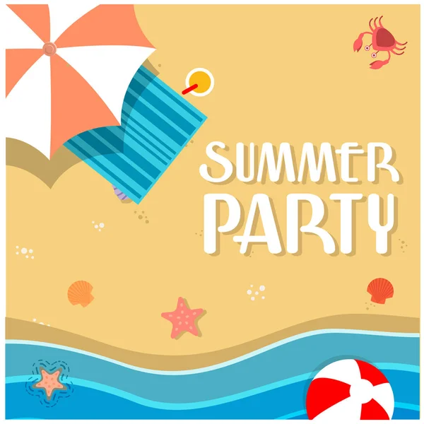 Summer Party Beach Umbrella Chair Background Vector Image — Stock Vector