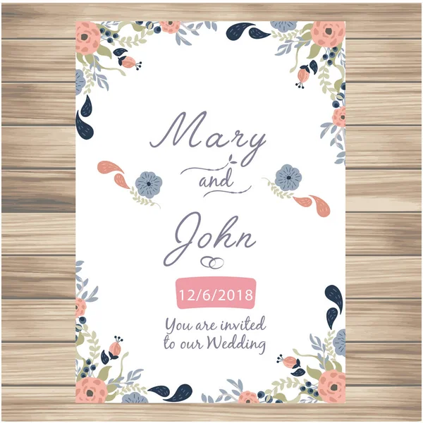 Invitation Mariage Avec Des Fleurs Vanille Image Vectorielle Fond — Image vectorielle