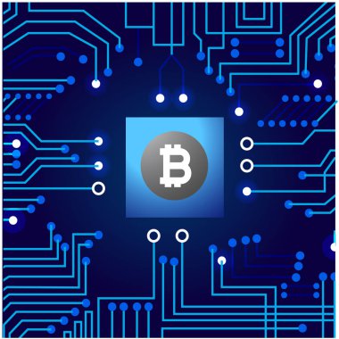 Cyber para mavi ağ bağlantısı Bitcoin Cryptocurrency vektör görüntü