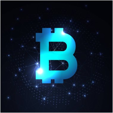 Cryptocurrency kavramı parlayan Bitcoin vektör görüntü