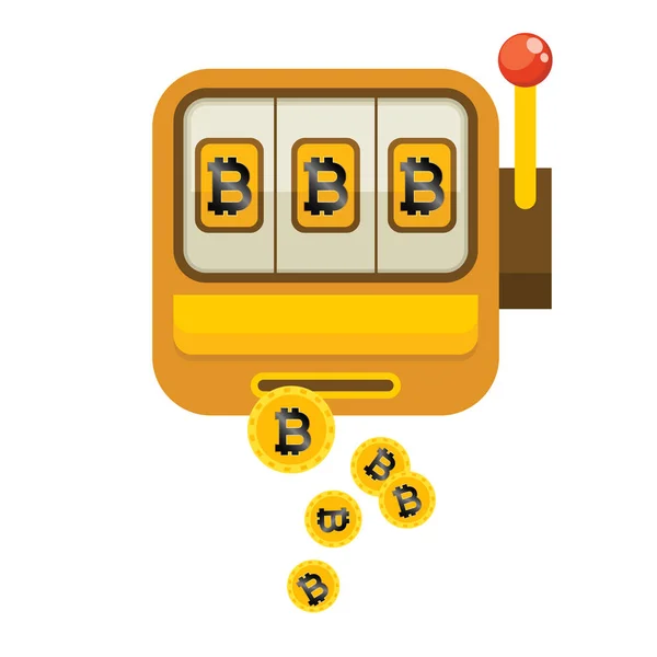 Golden Bitcoin Slot Machine Vektor Image — Stockvektor