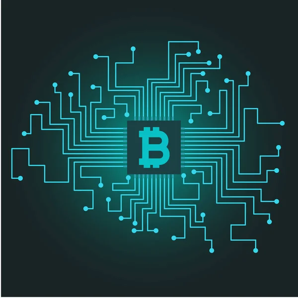 Azul Conexión Red Bitcoin Criptomoneda Vector Imagen — Vector de stock