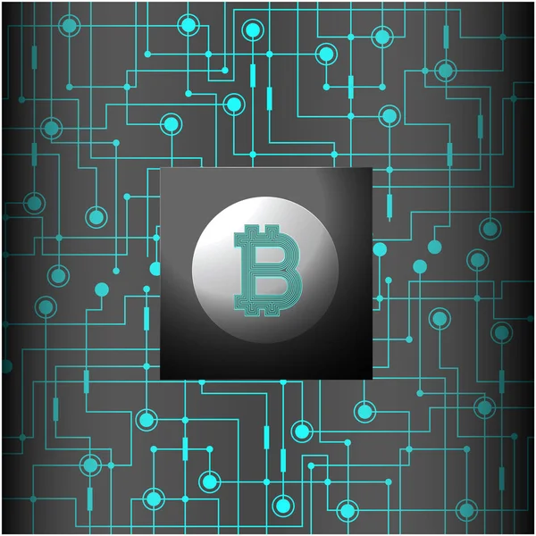 Conexión Red Verde Bitcoin Cryptocurrency Vector Imagen — Vector de stock