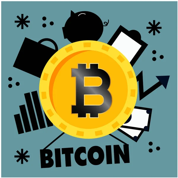 Konzept Der Verwendung Der Kryptowährung Bitcoin Weltvektorbild — Stockvektor