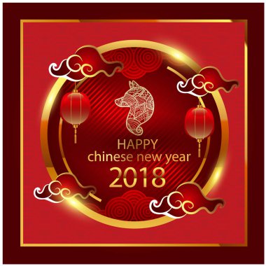 Mutlu Çin yeni yıl 2018 köpek vektör görüntü