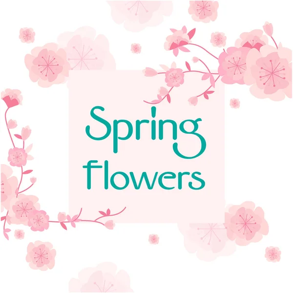 Spring Flowers Sakura Pink Background Vector Image — Stock Vector