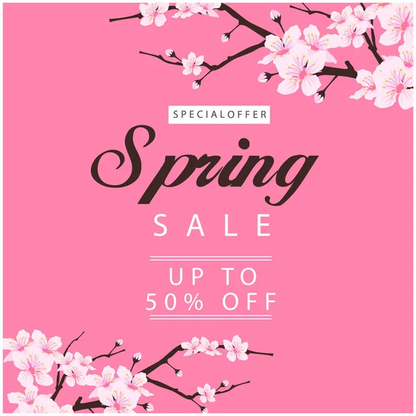 Özel Fırsat bahar Satılık %50 Off kadar Sakura arka plan vektör görüntü