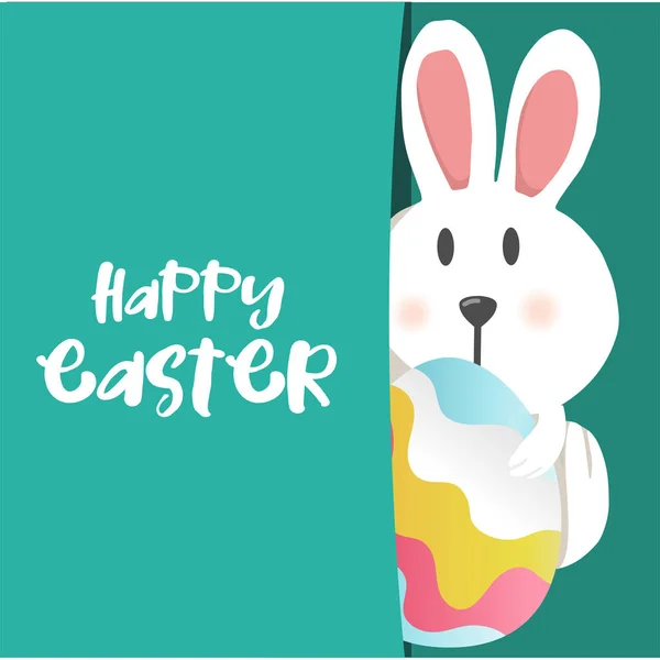 Happy Easter Bunny yumurta yeşil renkli vektör görüntü
