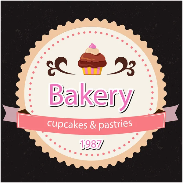 Bäckerei Cupcakes Gebäck 1987 Band Zurück Hintergrundvektorbild — Stockvektor