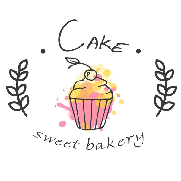 ケーキ甘いベーカリーのカップケーキ ホワイト バック グラウンド ベクトル画像 — ストックベクタ