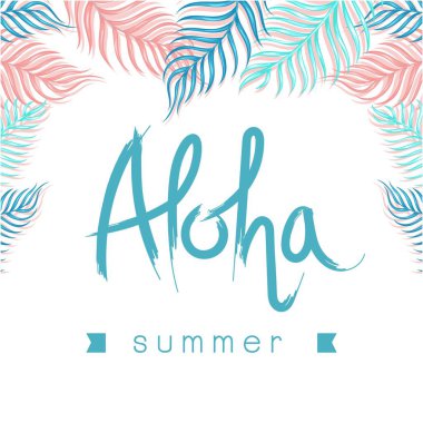 Aloha yaz şerit beyaz arka plan vektör görüntüsü bırakır