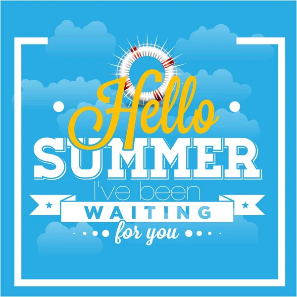 Γεια Σας Έχω Περιμένει Καλοκαίρι Για Εσάς Blue Sky Εικόνα — Διανυσματικό Αρχείο