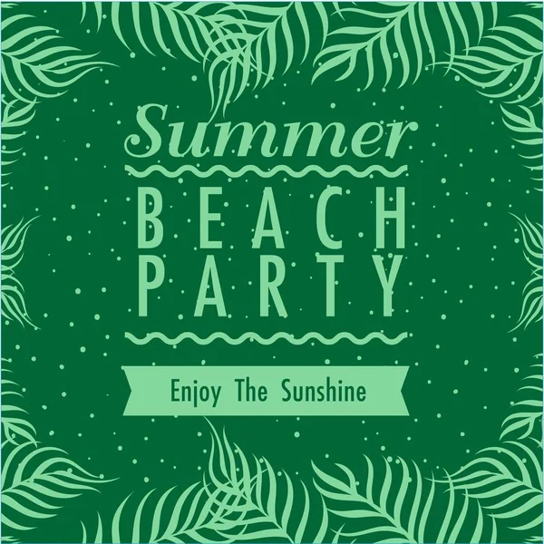 Summer Beach Party Profitez Ruban Soleil Vert Image Vectorielle Fond — Image vectorielle