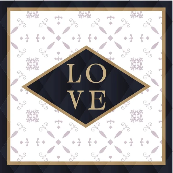 Love Square Retro Fundo Vector Imagem —  Vetores de Stock