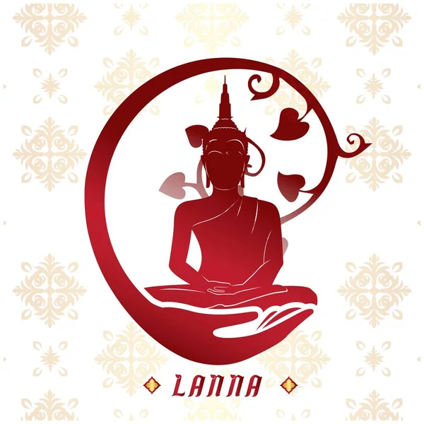 Lanna Buddha Statue Weißer Hintergrund Vektorbild — Stockvektor