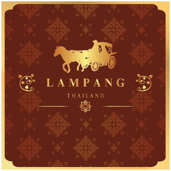 Лампанг Таиланд Carriage Тайский Дизайн Красный Фон Векторное Изображение — стоковый вектор