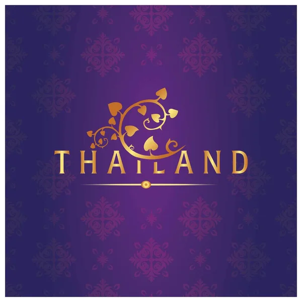 Tajlandia Bodhi Pozostawia Tajski Projektowanie Fioletowe Tło Wektor — Wektor stockowy