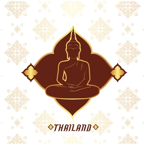 Thailand Boeddha Beeld Thais Ontwerpen Roze Achtergrond Vector Image — Stockvector