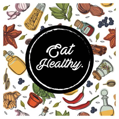 Sağlıklı daire garnitür arka plan vektör resmi yemek