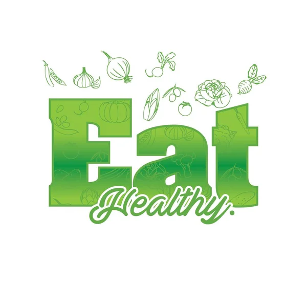 Green Eat Healthy Text Vegetable Background Vector Image — Stock Vector