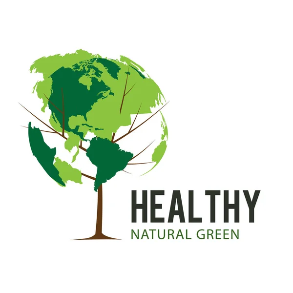 Healthy Natural Green Earth Tree White Background Vector Image — Stock Vector