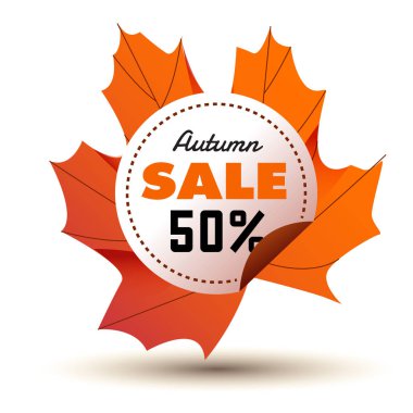 Sonbahar satış % 50 daire Maple Leaf çerçeve arka plan vektör görüntü