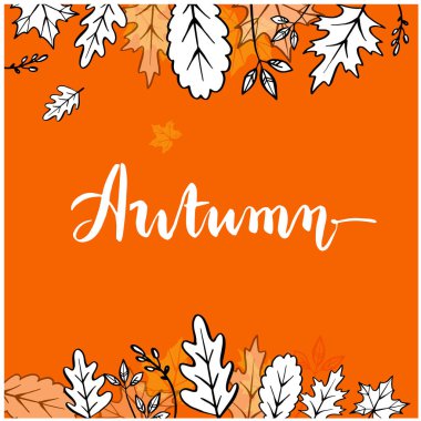 Sonbahar Maple Leaf turuncu arka plana vektör görüntü