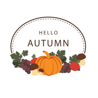 Merhaba sonbahar kabak sebze çerçeve arka plan vektör görüntü