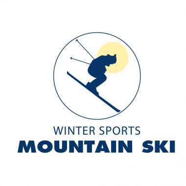 Spor kış spor dağ Kayak beyaz arka plan vektör görüntü