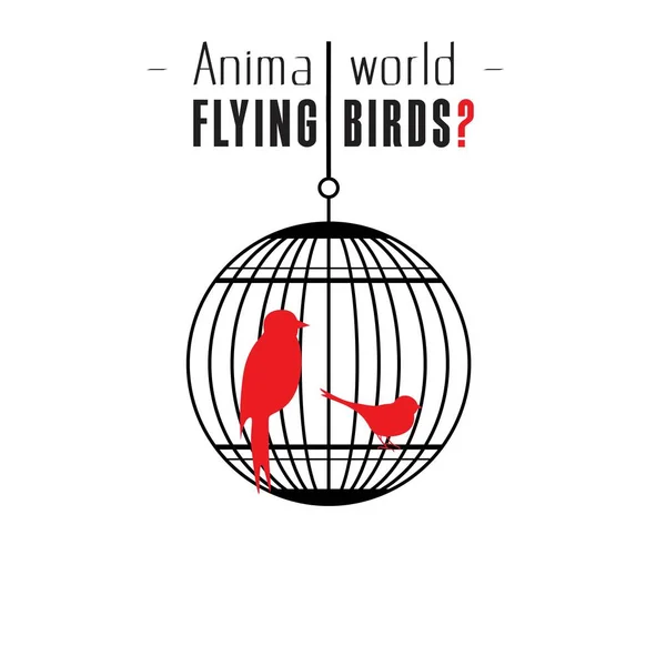 Animal World Flying Birds Bird Cage Fundo Imagem Vetorial — Vetor de Stock