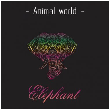 Hayvanlar alemi fil Elephant Thai başkanı siyah arka plan vektör resim tasarım