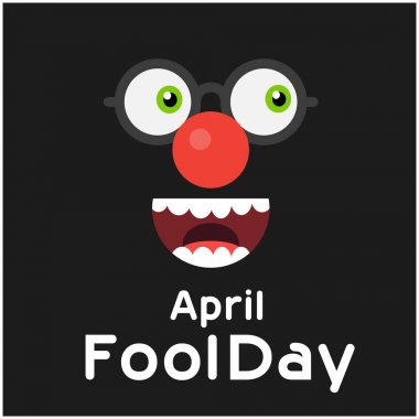 April Fools gün çizgi film yüz siyah arka plan vektör görüntü