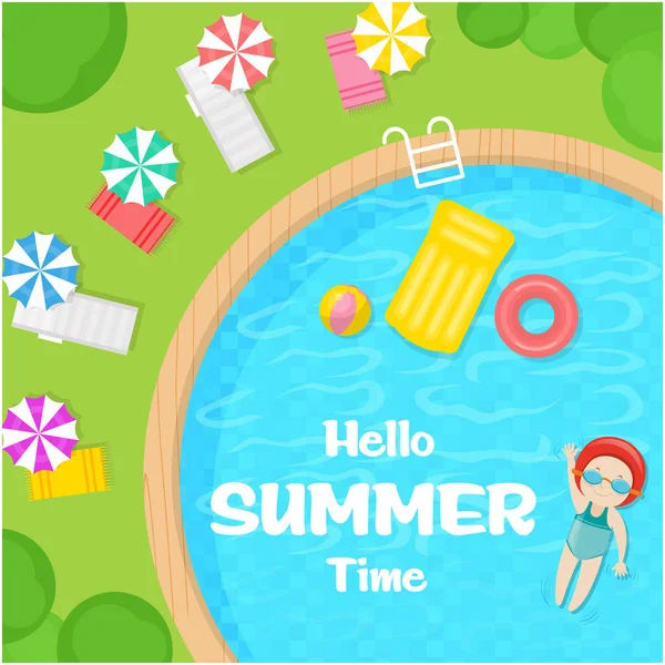 Hello Summer Time Swift Pool Фоновое Векторное Изображение — стоковый вектор