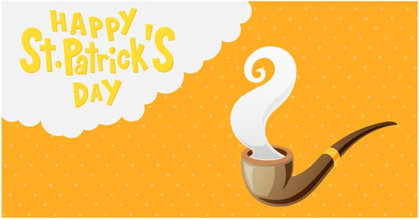 Happy Patrick Day Pipe Orange Background Vector Image — стоковый вектор