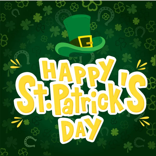 Mutlu St.Patrick'ın gün şapka yonca bırakır arka plan vektör görüntü
