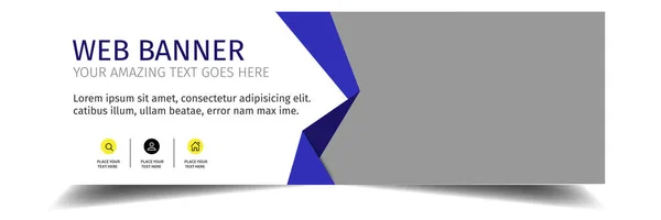 Web Banner Azul Origami Fita Vector Imagem — Vetor de Stock