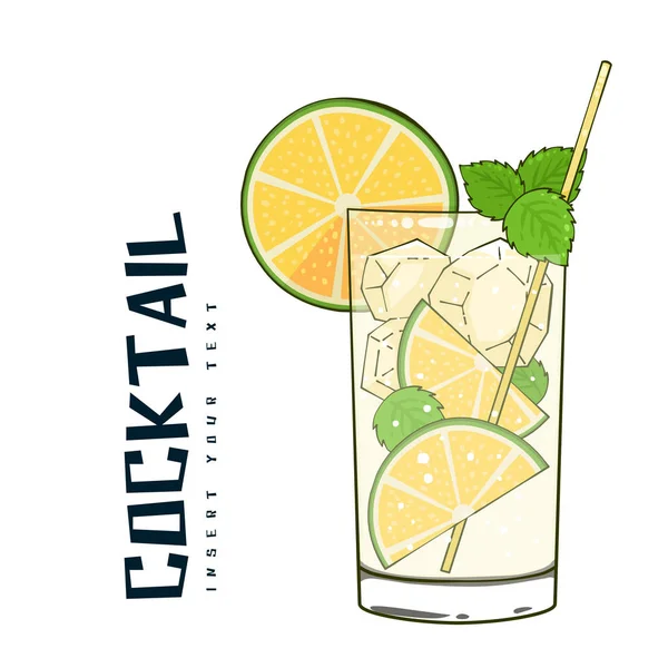 Cocktail Glas Cocktail Zitrone Hintergrund Vektor Bild — Stockvektor